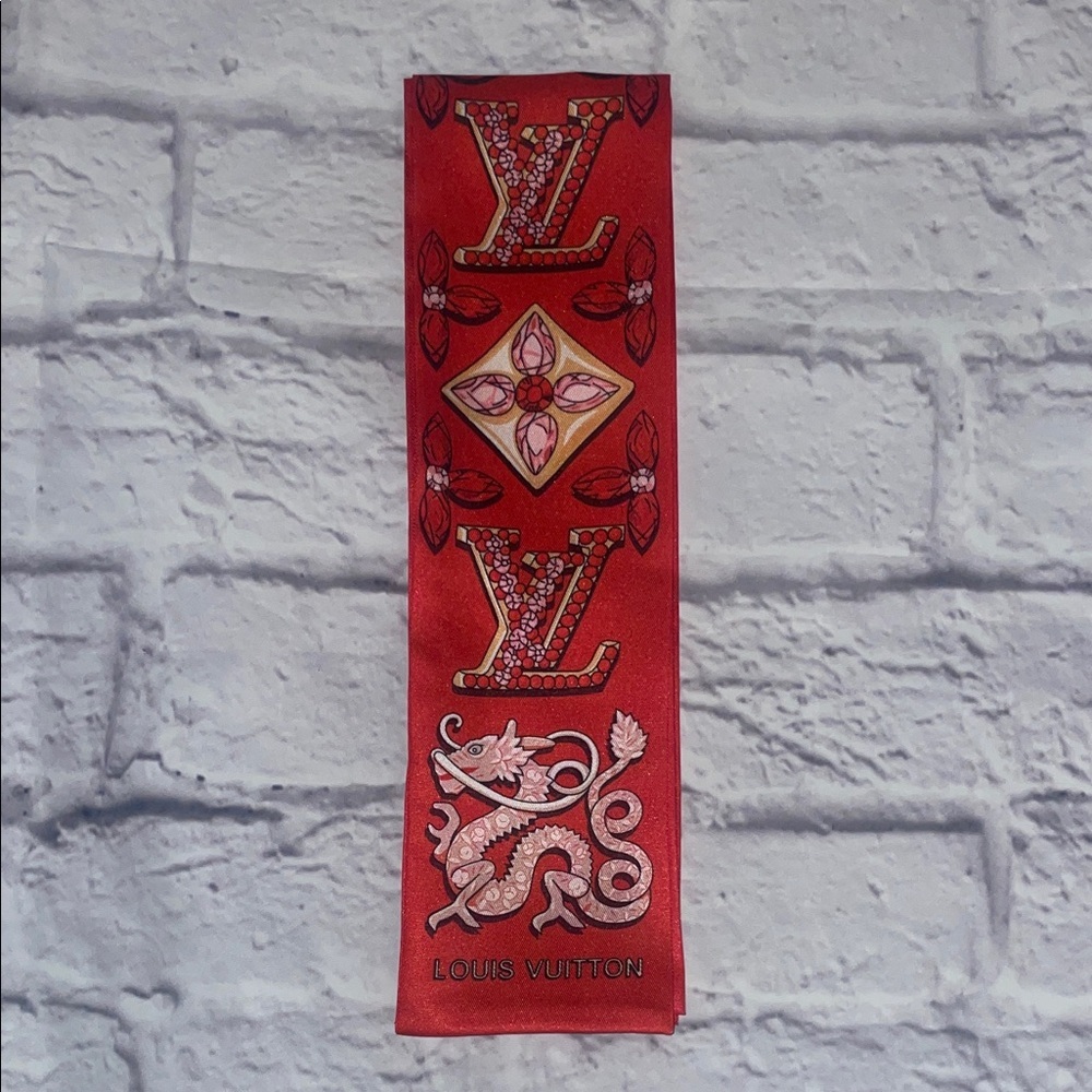 Louis Vuitton Red and Pink Silk Scarf for women or men